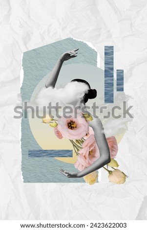 Similar – Image, Stock Photo Vertical composition. Ballerina in the studio at rehearsal. Spotlights and fog in blue tones. Sexually. No face