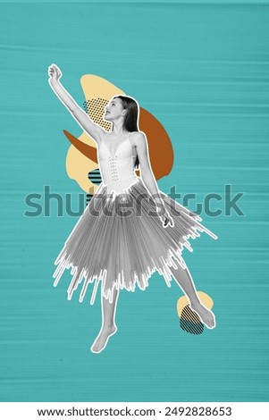 Similar – Image, Stock Photo Vertical composition. Ballerina in the studio at rehearsal. Spotlights and fog in blue tones. Sexually. No face