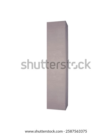 Vertical concrete column square base 3D view from the right. On isolated white background.
