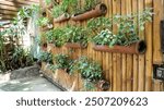 Vertical garden made of bamboo as the solution for home gardening in narrow urban areas