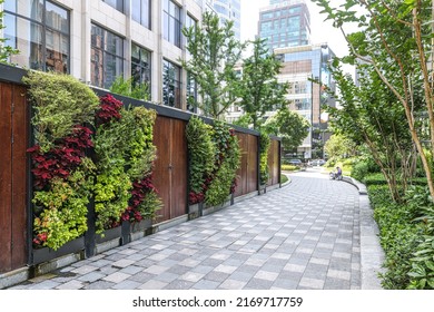 vertical garden wall by the street in a city - Shutterstock ID 2169717759