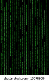 Vertical Green Binary Code Matrix Background