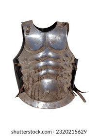 vertical image of an ancient roman empire soldier armor cuirass "Lorica Musculata" isolated on white background - Shutterstock ID 2320215629