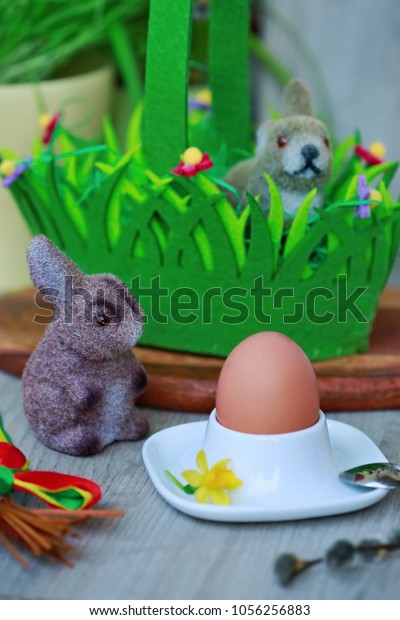 Vertical Image Easter Decoration Easter Bunnies Stock Image