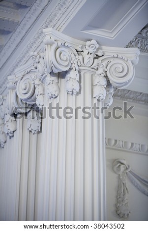 Vertical image of a Greek or Roman style column in the Ionic tradition.