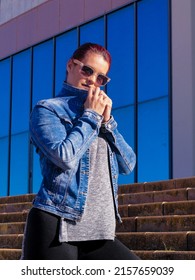 A Vertical Image Of A Young Spanish Woman In An Urban Fashion Shoot