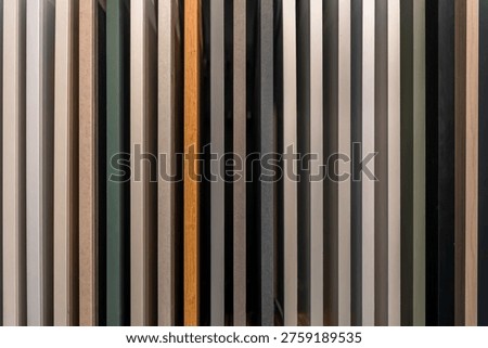 Vertical kitchen cabinet samples with colors and textures. Modern furniture design background.