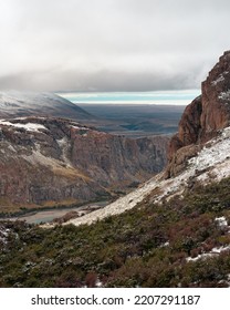 Vertical Landscape Shot Of The Mountain An The Canyon In The Middle Of It