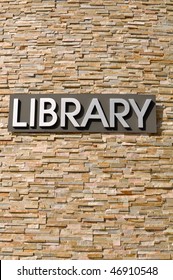 Vertical Library Sign On Stone Wall Stock Photo 46910548 | Shutterstock