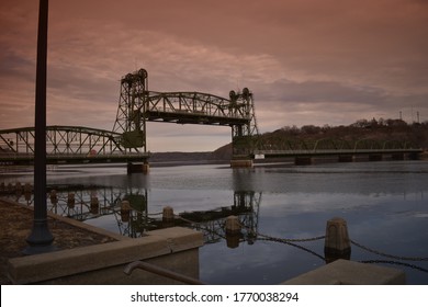 Vertical Lift Bridge In Brownish Orange