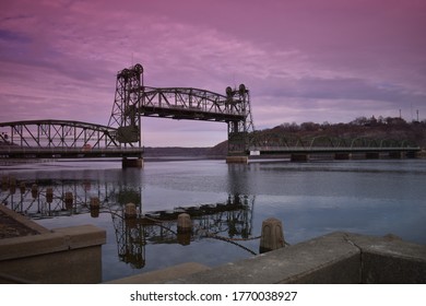 Vertical Lift Bridge In Purple