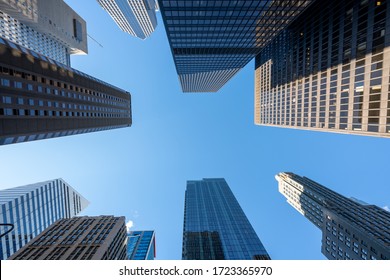 Vertical look up view of skyscrapers in Chicago, USA - Shutterstock ID 1723365970
