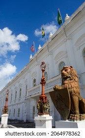 A Vertical Low Angle Shot Of The Palacio Dos Leoes In Sao Luis, Brazil