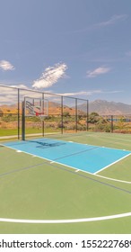 Vertical Outdoor Green Basketball Court Three Point Line