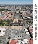 Vertical Overhead Shot: Plaza Tapatia in Guadalajara - Capturing the Cathedral and Its Vicinity