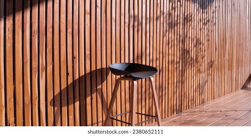 Vertical pattern of thin wooden textured lamellas with timber print. Fence made of oak lath. Screen with rustic effect. Natural hardwood background. Vector illustration. Exterior design