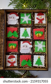 A Vertical Photo Of Advent Calendar Gift Box With Christmas Cookies