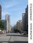 Vertical photography of a perspective view of Colon Avenue, Mar del Plata City