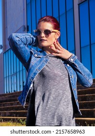 A Vertical Picture Of A Young Spanish Woman In An Urban Fashion Shoot