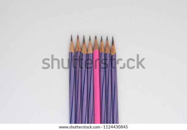 Vertical Pink Pencil Middle Group Purple Stock Photo Edit Now