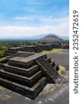 A vertical of the Pyramid of the Sun, the largest building in Teotihuacan, Mexico.