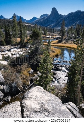 A vertical of Rae Lakes Loop in the Kings Canyon National Park, California.