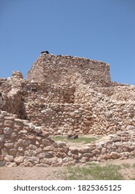 A Vertical Shot Of Ancient Sinagua Ruins At Tuzigoot National Monument