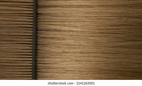 Vertical Shot Of Black Plastic Comb Combing Honey Brown Hair | Anti Dandruff Concept