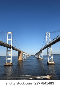 A vertical shot of Chesapeake bay bridges