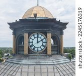 A vertical shot of the clocktower of Boone County Courthouse  Indiana, United States 