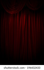 Vertical Shot Of A Dark Red Curtain.