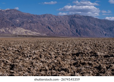 A vertical shot of the Devil's Golf Course in Death Valley National Park, California