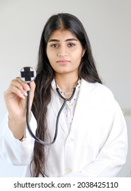 A Vertical Shot Of A Female South Asian Doctor From India