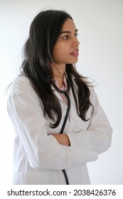 A Vertical Shot Of A Female South Asian Doctor From India