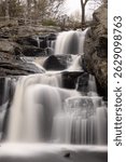 A vertical shot of the flowing cascading Chapman Falls in Conneticut