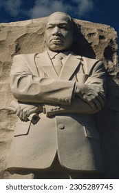 A vertical shot of the Martin Luther King Jr. memorial in West Potomac Park in Washington, USA