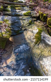 A Vertical Shot Of The Mossy Rocks Under Pomona Natural Bridge, Shawnee National Forest, Illinois, USA