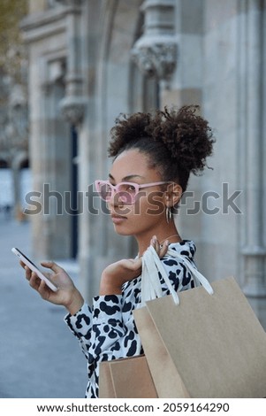 pink paper bags for shopping, inside the Christmas mask