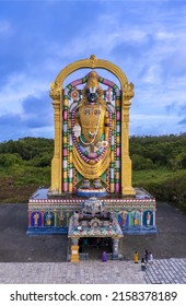 A vertical shot of the world's tallest Murti of Venkateshwara Swamy in India