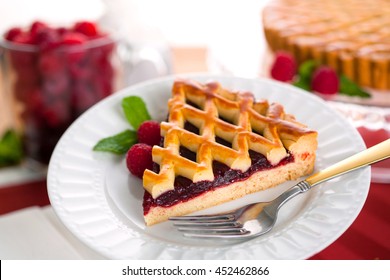 Vertical slice of raspberry pie tart cake dessert sweet treat - Powered by Shutterstock