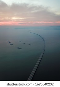 Vertical Sultan Abdul Halim Muadzam Shah Bridge In Sunset.