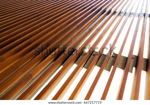 Vertical Timber Battens On Stainless Steel Stock Photo 667217719 ...