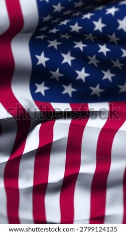 Vertical video 3d animation rendering USA flag. Waving USA flag looping background. American flag animation