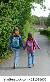 Vertical View For Children On The Way To School