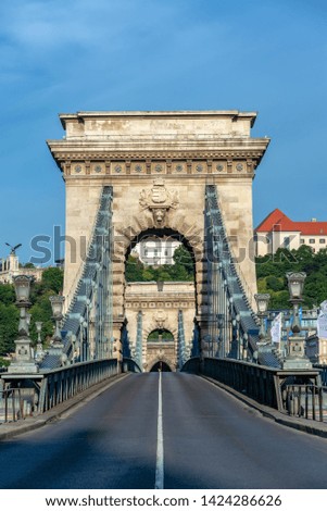 Similar – Image, Stock Photo View of Szechenyi Bridge and St. Stephen Cathedral in Budapest