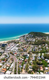 Vertical view of sunny Burleigh Heads on the Gold Coast, Queensland Australia