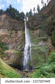 Vertical view of the upper level of Multnomah Falls. Multnomah Falls is located in the Columbia River Gorge, east of Troutdale, between Corbett and Dodson, Oregon, United States. 