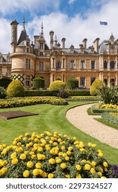 A vertical of Waddesdon Manor country house in the village of Waddesdon, in Buckinghamshire, England.