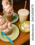 very beautiful ice cream and other desserts are colorful with super hd photo quality