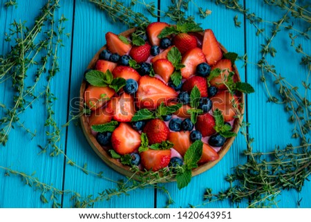 Similar – Image, Stock Photo half a pie from cottage cheese